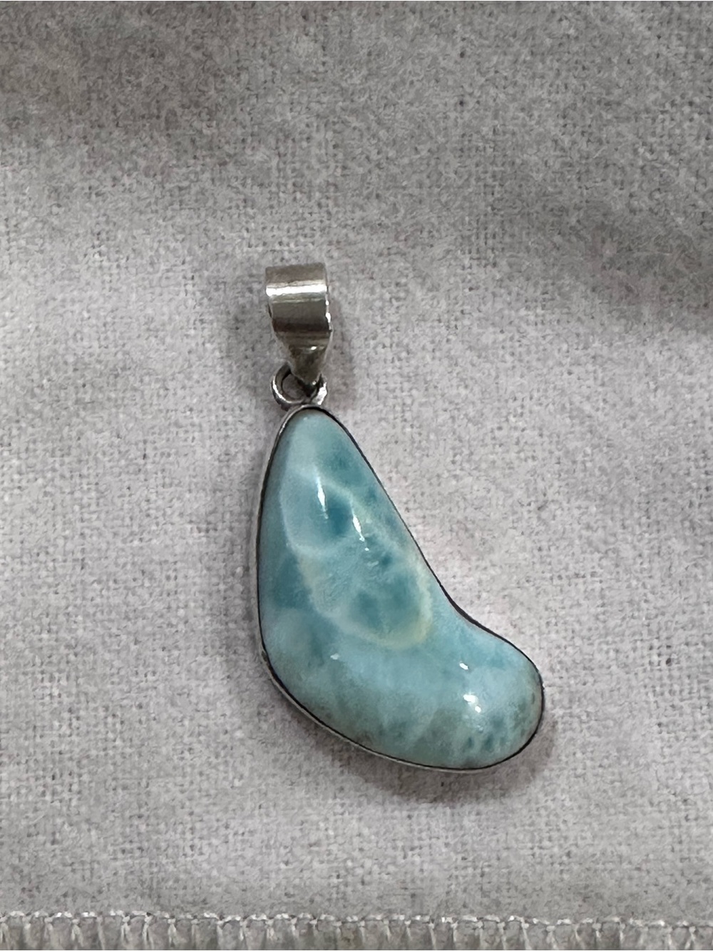 Genuine Larimar & Sterling Silver Pendant